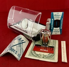 Rasoio Fat Boy regolabile GILLETTE 195 vintage 1960 kit completo come nuovo ed eccezionale!