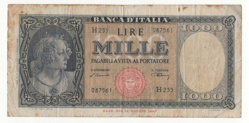 1000 lire italia ornata - lire, di
