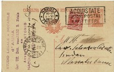 Regno d'Italia - Cartolina P. - NAPOLI - MASSA LUBRENSE 1925 "Targhetta Pubbl."