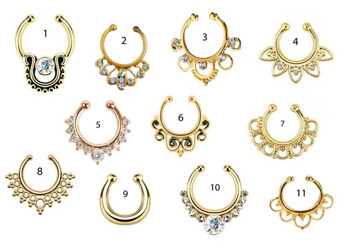 Piercing gold septum fake - piercing,