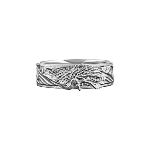 Anello fascia con cigno - a,