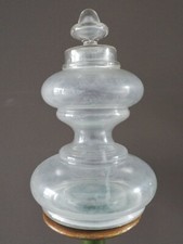 ANTICO VASO DA FARMACIA O LABORATORIO IN VETRO SOFFIATO CON COPERCHIO