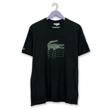 T shirt Lacoste nera con logo stampato a girocollo regular fit - Taglia 5 L uomo