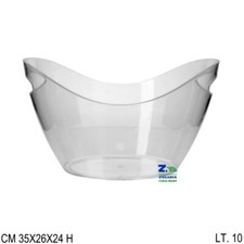 CESTELLO PER GHIACCIO OVALE TRASPARENTE CON MANICI TRASPARENTE CAPACITA' 10 LT