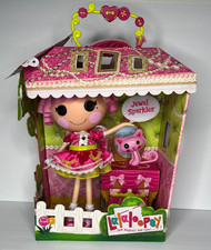NUOVA bambola Lalaloopsy Jewel Sparkles full size con animale domestico gatto persiano 10° anniversario