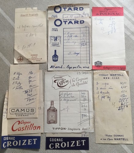 Lot factures cognac martell - cognac,