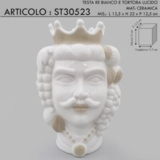 Statua scultura testa di Moro re bianco e tortora 22h cm bomboniera in ceramica 