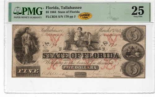 1864 5 florida - cr-34, $5