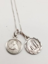 Collana unisex argento Ciondolo medagliette religiose Sant'Antonio Gesù Vergine