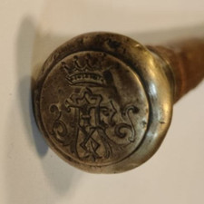 ANTICO BASTONE DA PASSEGGIO MANICO D'ARGENTO CON STEMMA NOTARILE CVTUV