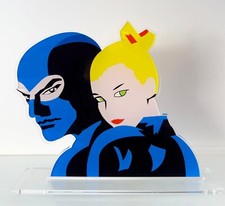 MARCO LODOLA - COMPLICITY sericollage tavolo plexiglass pop art Diabolik Eva
