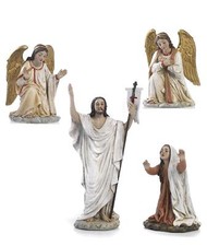 Set di 4 statue Resurrezione di Gesù in resina Presepe Pasquale cm.14 by Paben