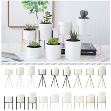 Vaso porta fiori in ceramica supporto metallo giardino piante grasse