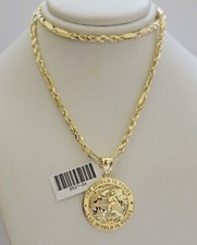 Collana con ciondolo mappa del mondo catena corda Milano in vero oro 10 kt 18-24 pollici.