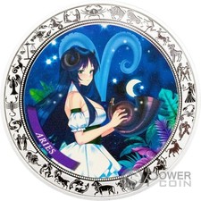 ARIES Anime Zodiac 1 oz moneta argento 5 Cedis Ghana 2025