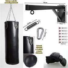 sacco boxe professionale pieno + supporto gancio staffa da muro + guanti sacco