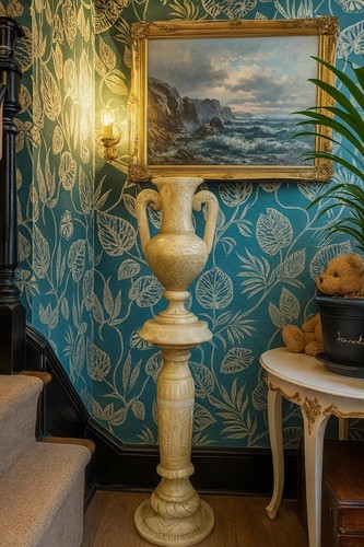 Hand carved alabaster pedestal - hand-carved,