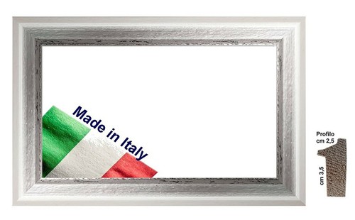 Cornice bianca filo argento - cornice,