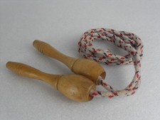 Corda da Salto con manico in Legno Vintage Vecchio Giocattolo D'epoca