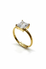 NUOVO Anello Donna Acciaio Regolabile Cristallo Quadrato Oro Argento