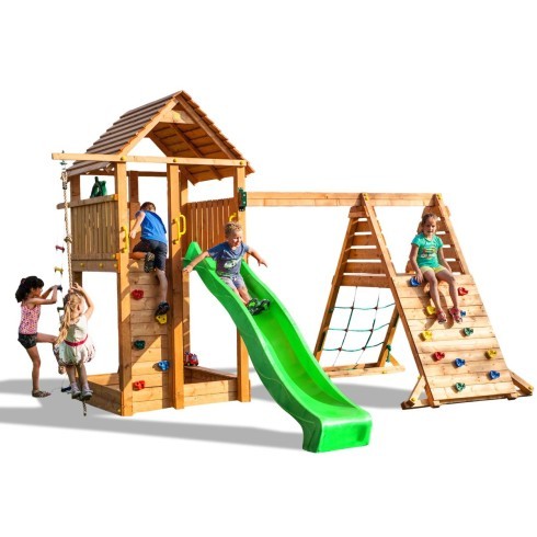 Parco giochi legno scivolo - parco, in