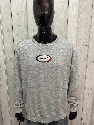Felpa diesel uomo grigia logo - felpa,