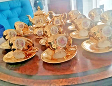 Servizio The, 12 tazze, Bavaria, Bagno Oro, Integro! RARO IN QUESTA CONDIZIONE