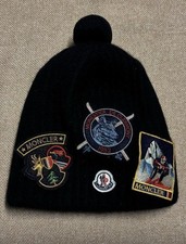 moncler black wool hat made in