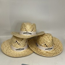 3x Cappello di paglia Cashcane Rum Sombrero Pubblicitario Tipo Panama 35cm #44