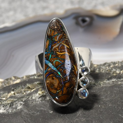Anello opale boulder - ,, argento