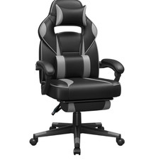 SONGMICS Sedia da Ufficio, Poltrona Racing Ergonomica, Poggiapiedi Telescopico