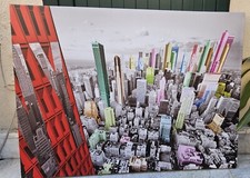 Quadro Moderno Su Tela Skyline Newyork Stampa Digitale Telaio Legno 115x85