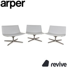 Arper Catifa 80 Poltrona In Pelle Blu Grigio Chiaro Funzione Girevole Set