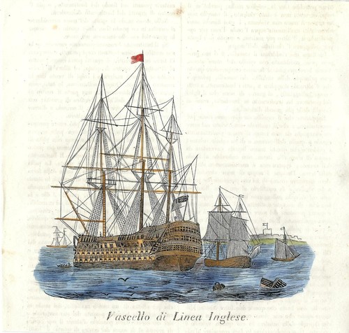Stampa antica vascello inglese - stampa,