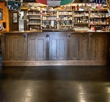 bancone pub/birreria 4,6 metri completo di retro banco e banco acciaio con frigo