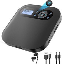 Desobry CD552B Lettore CD portatile con Bluetooth ricaricabile per auto con FM