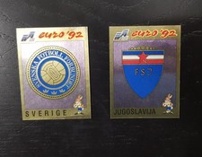LOTTO 2 SCUDETTI FIGURINE CALCIATORI PANINI  EURO 92  BUONE CONDIZIONI