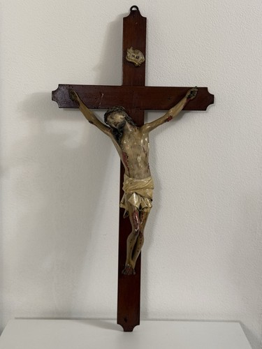 Antico crocifisso cartapesta - crocifisso,