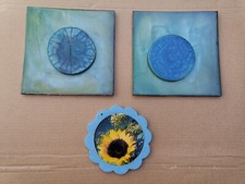 Lotto sottopentole stile mattonella e sottobicchieri artistici 5 pezzi unici