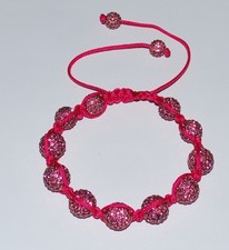 Swarovski Crystal Pink 12mm Pave Ball Beads Macrame Shamballa Bracelet  SH100