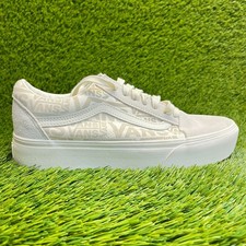 Scarpe da skate Vans Old Skool Platform uomo taglia 8 donna 9,5 beige bianche sneakers