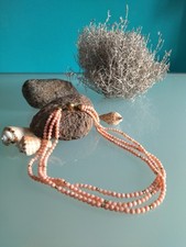 Collana Corallo Rosa, vintage, 3 fili, lunghezza 45 cm, chiusura argento 800.