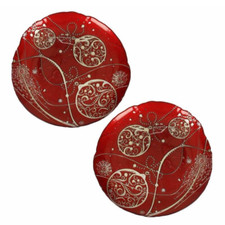 Set Piatti Natale BRANDANI REGALOMAGIA in Vetro 21 cm Rosso e Oro 2 Pezzi