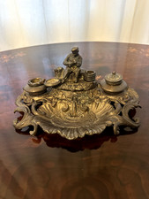 Antico calamaio in bronzo da collezione fine XIX secolo