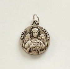 mamma stella Medaglia Religiosa Vintage San Gabriele Arcangelo in Metallo Italy