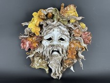 Mascherone Da Parete In Maiolica Policroma XX Sec. Perseo Firenze 30cm