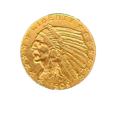 US 1909 D oro $5 5 dollari