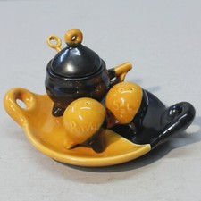 Bellissimo set ceramico Cerenne Vallauris sale/pepe/senape giallo e nero anni...