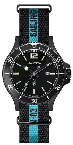 Nautica n83 black fabric 43mm - nautica,