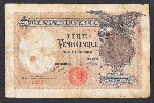 Italia banconota 25 lire - italia,
